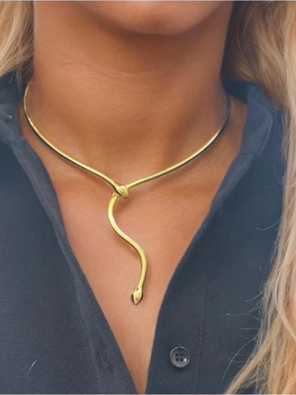 Gold Snake Choker Necklace - Women Jewelry